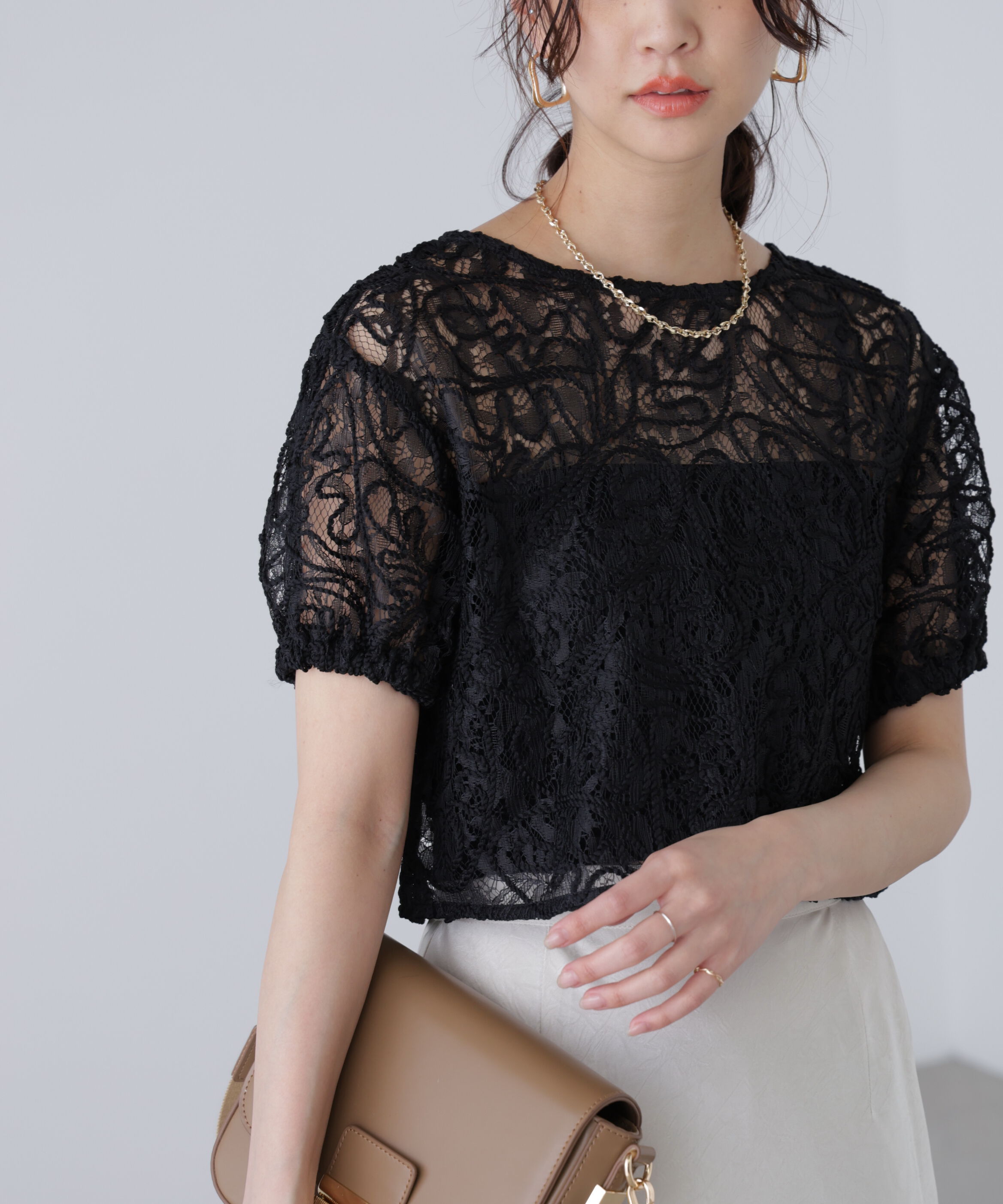  「レースコード刺繍前後2wayブラウス」|シャツ・ブラウス|