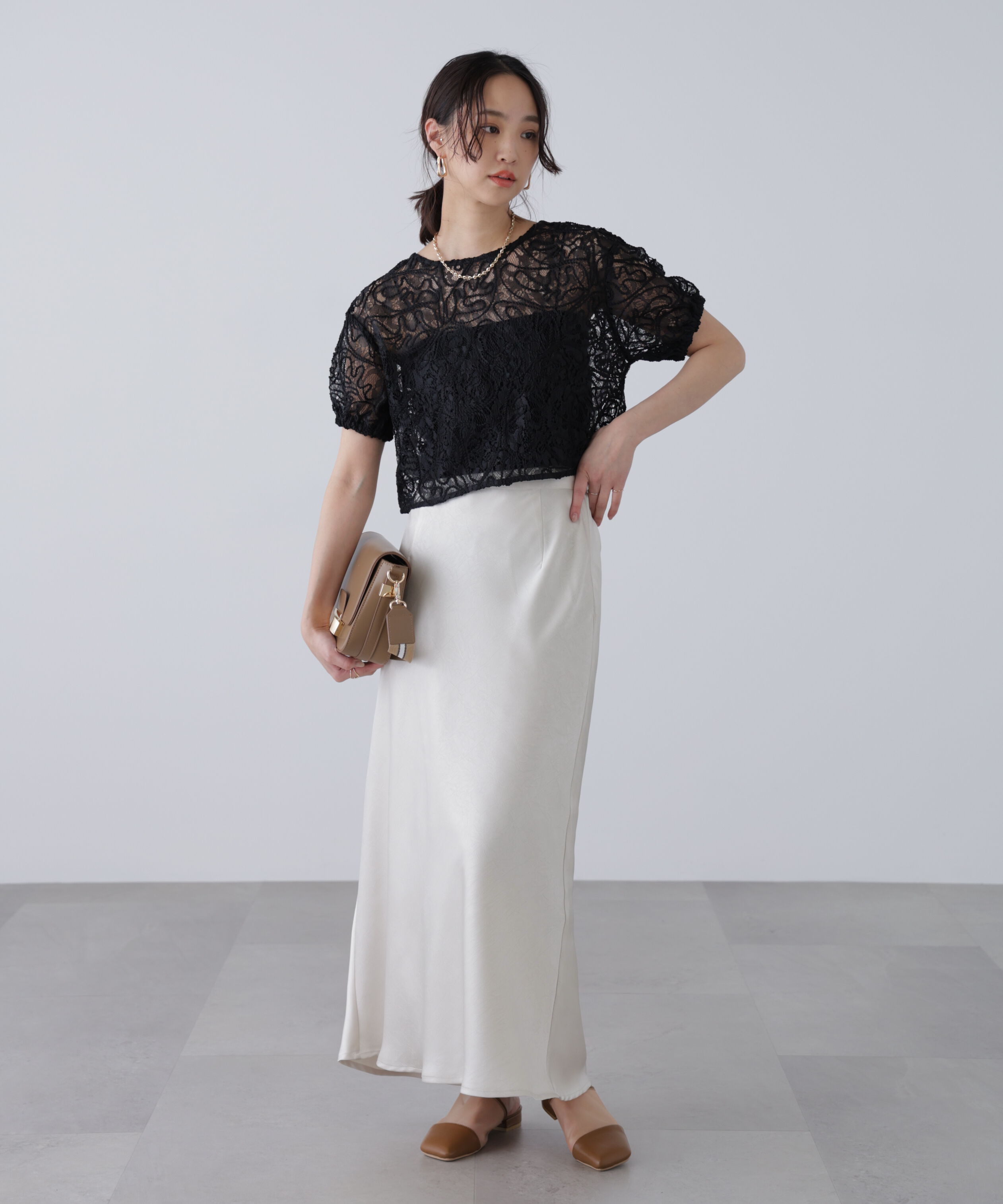  「レースコード刺繍前後2wayブラウス」|シャツ・ブラウス|