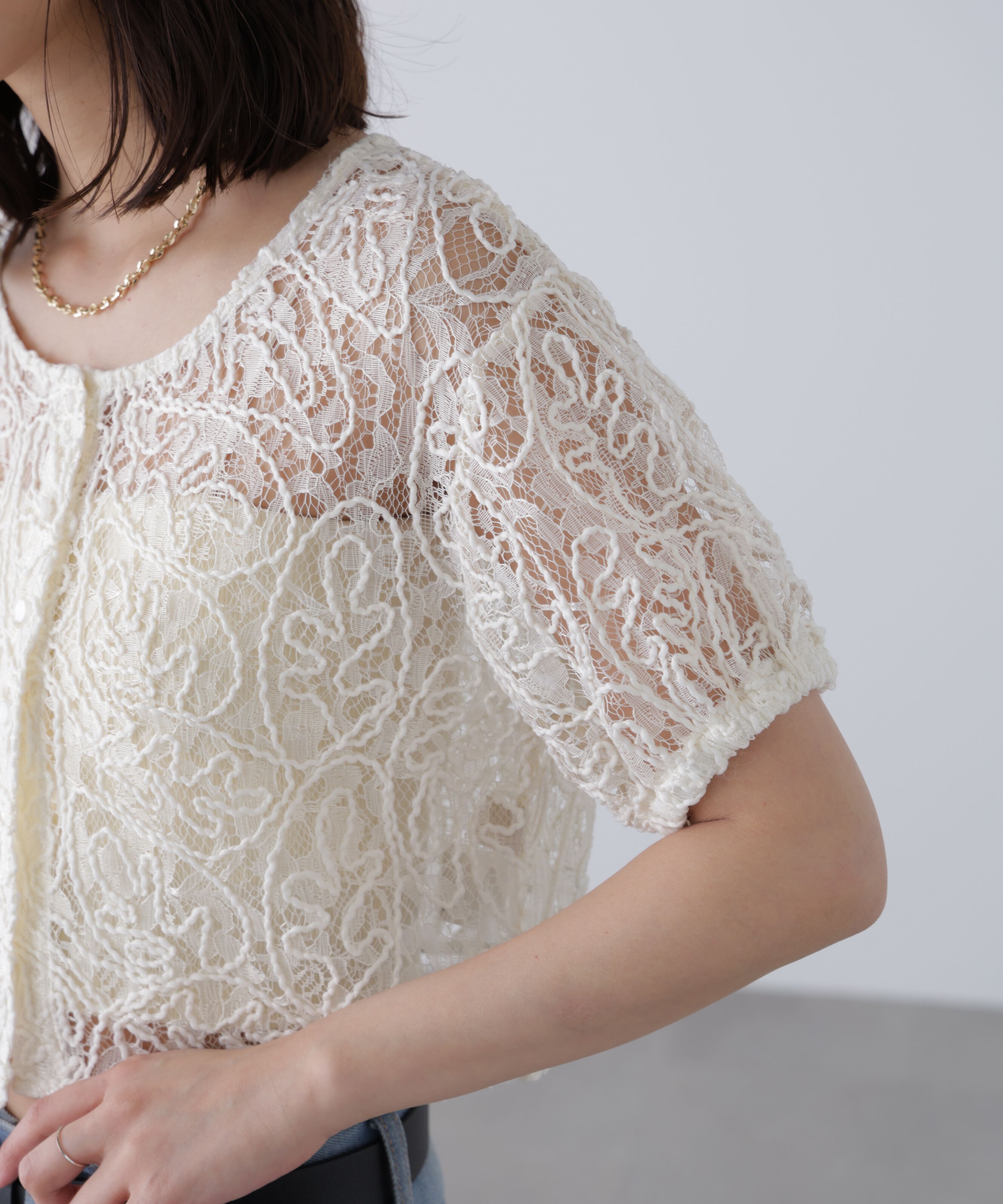  「レースコード刺繍前後2wayブラウス」|シャツ・ブラウス|