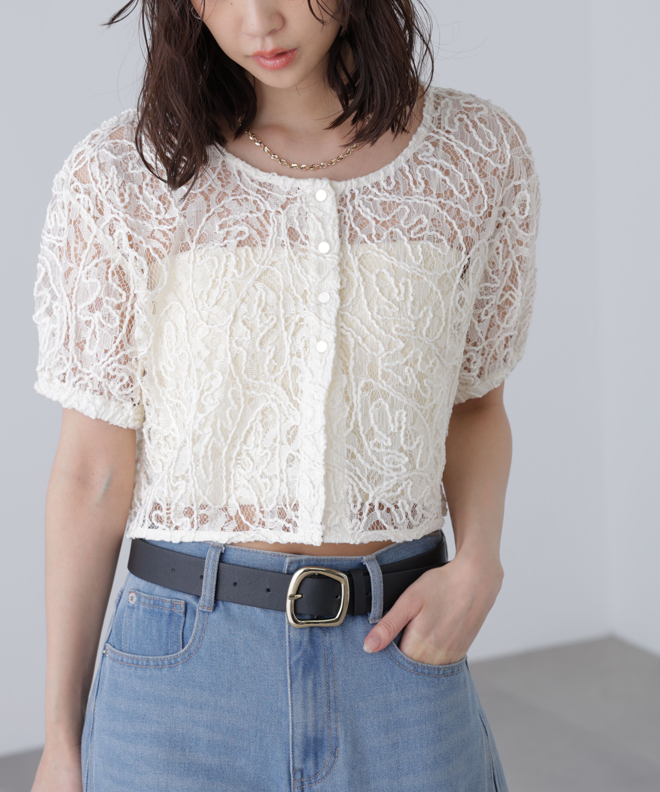  「レースコード刺繍前後2wayブラウス」|シャツ・ブラウス|