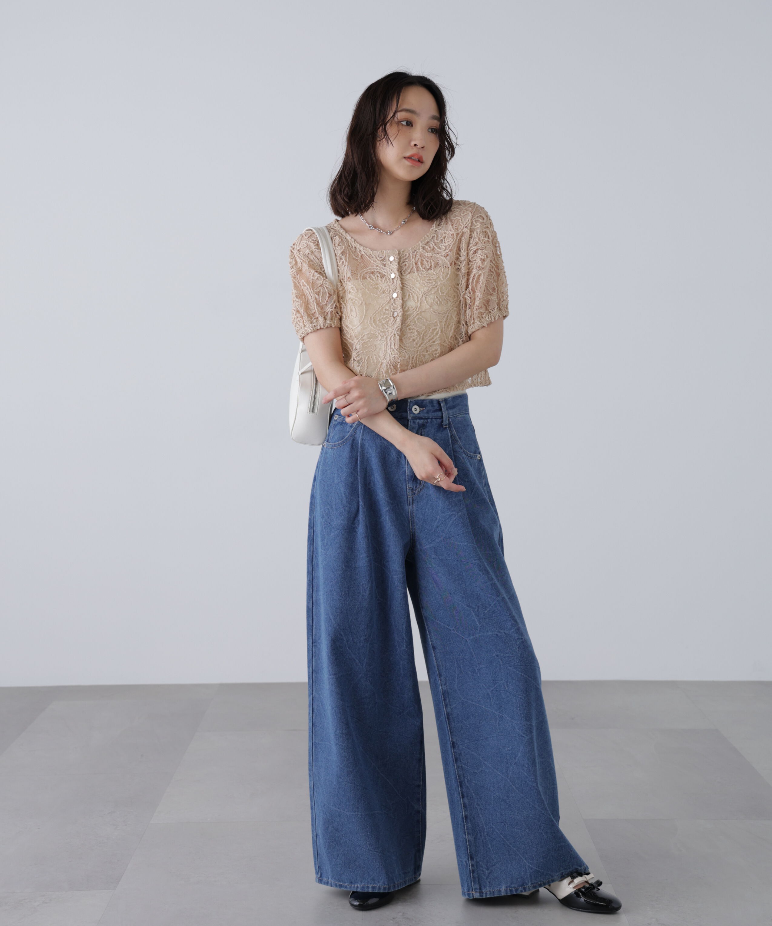  「レースコード刺繍前後2wayブラウス」|シャツ・ブラウス|