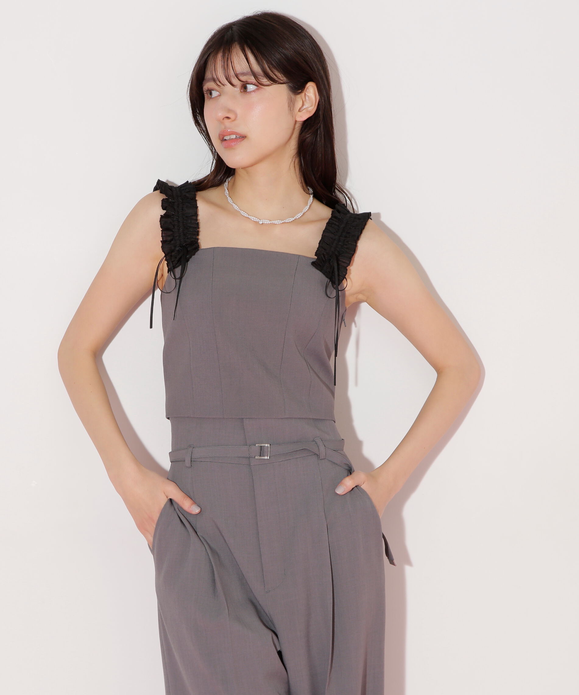  「〈セットアップ対応〉フリルショルダービスチェ」|シャツ・ブラウス|