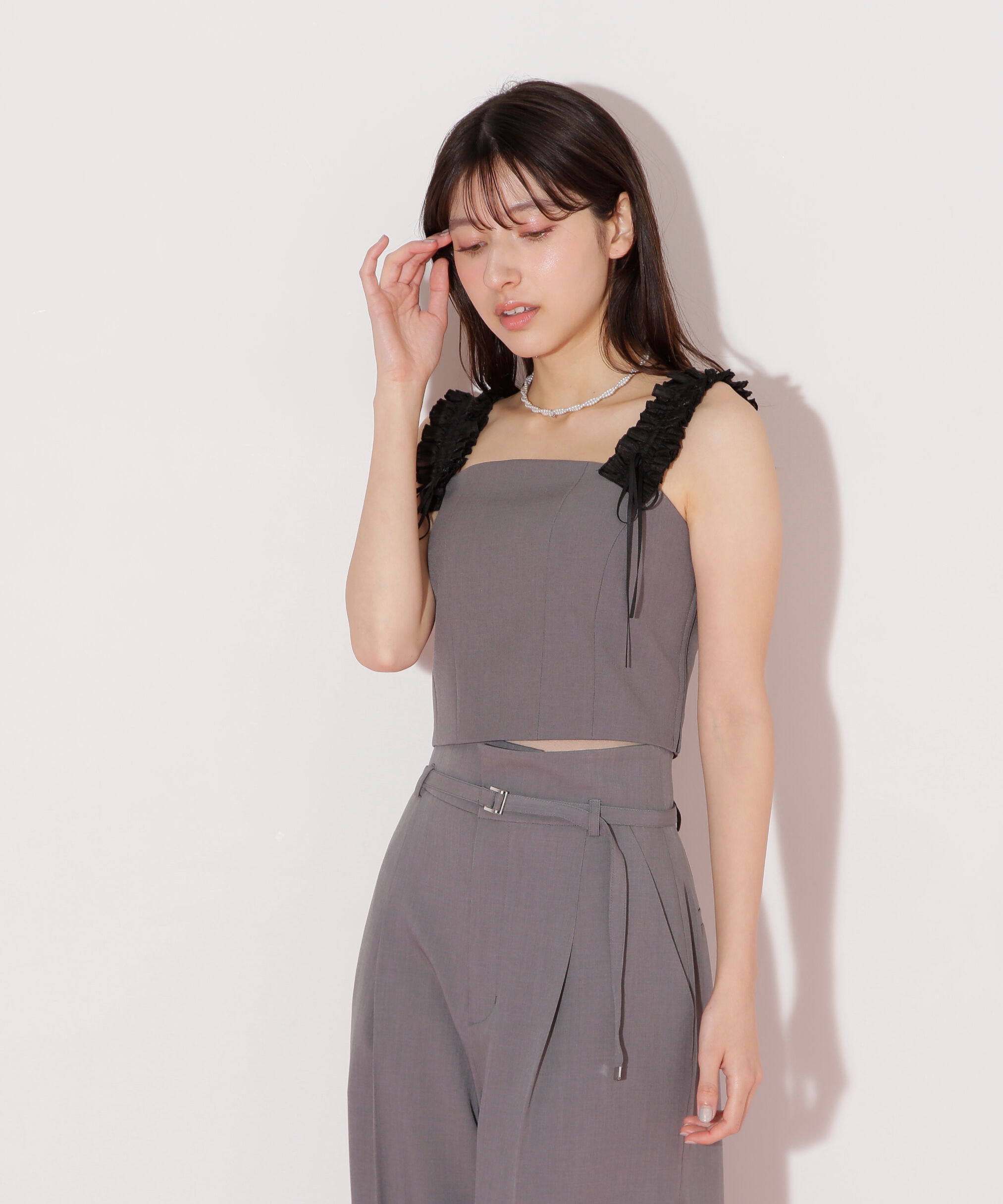  「〈セットアップ対応〉フリルショルダービスチェ」|シャツ・ブラウス|