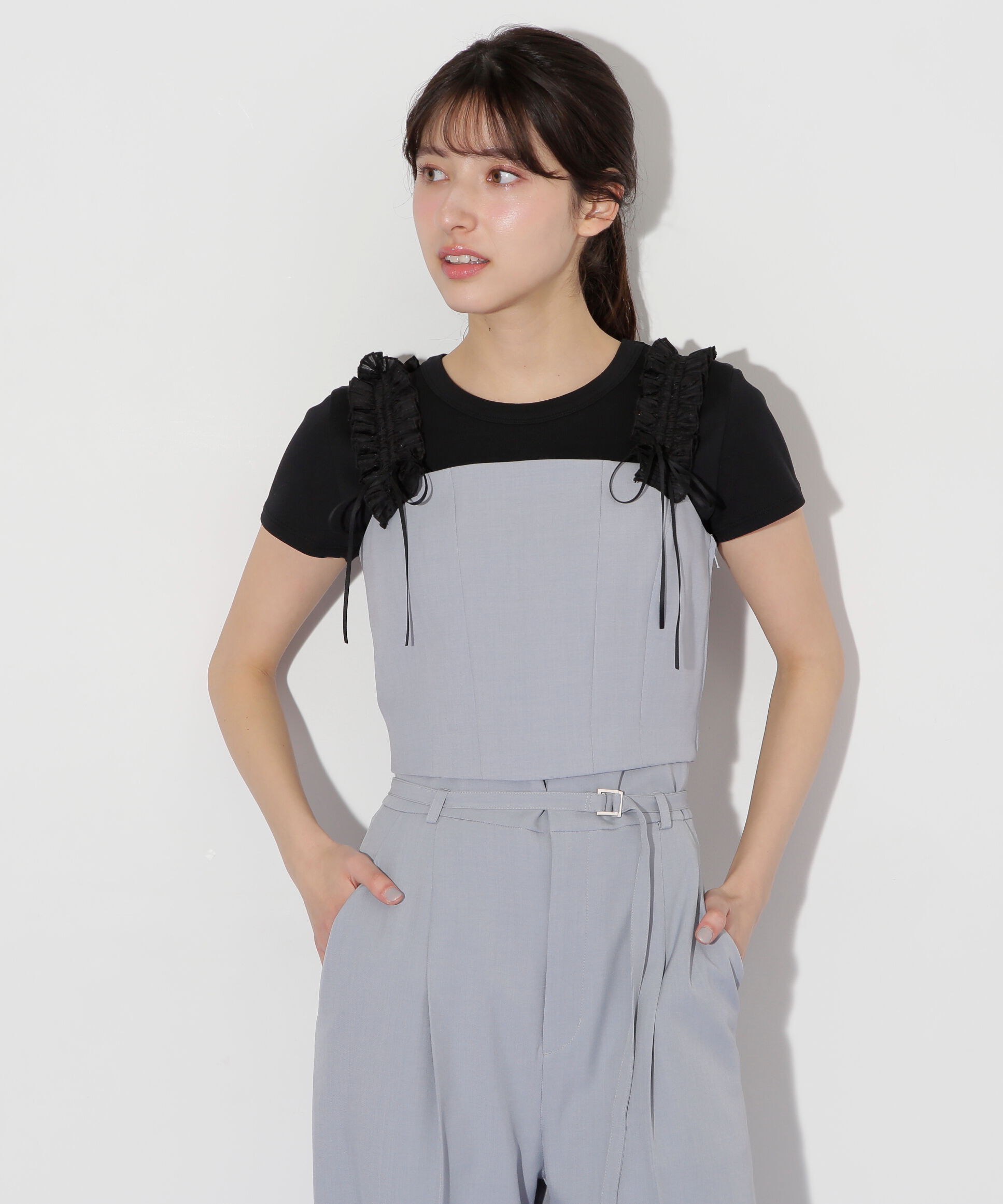  「〈セットアップ対応〉フリルショルダービスチェ」|シャツ・ブラウス|