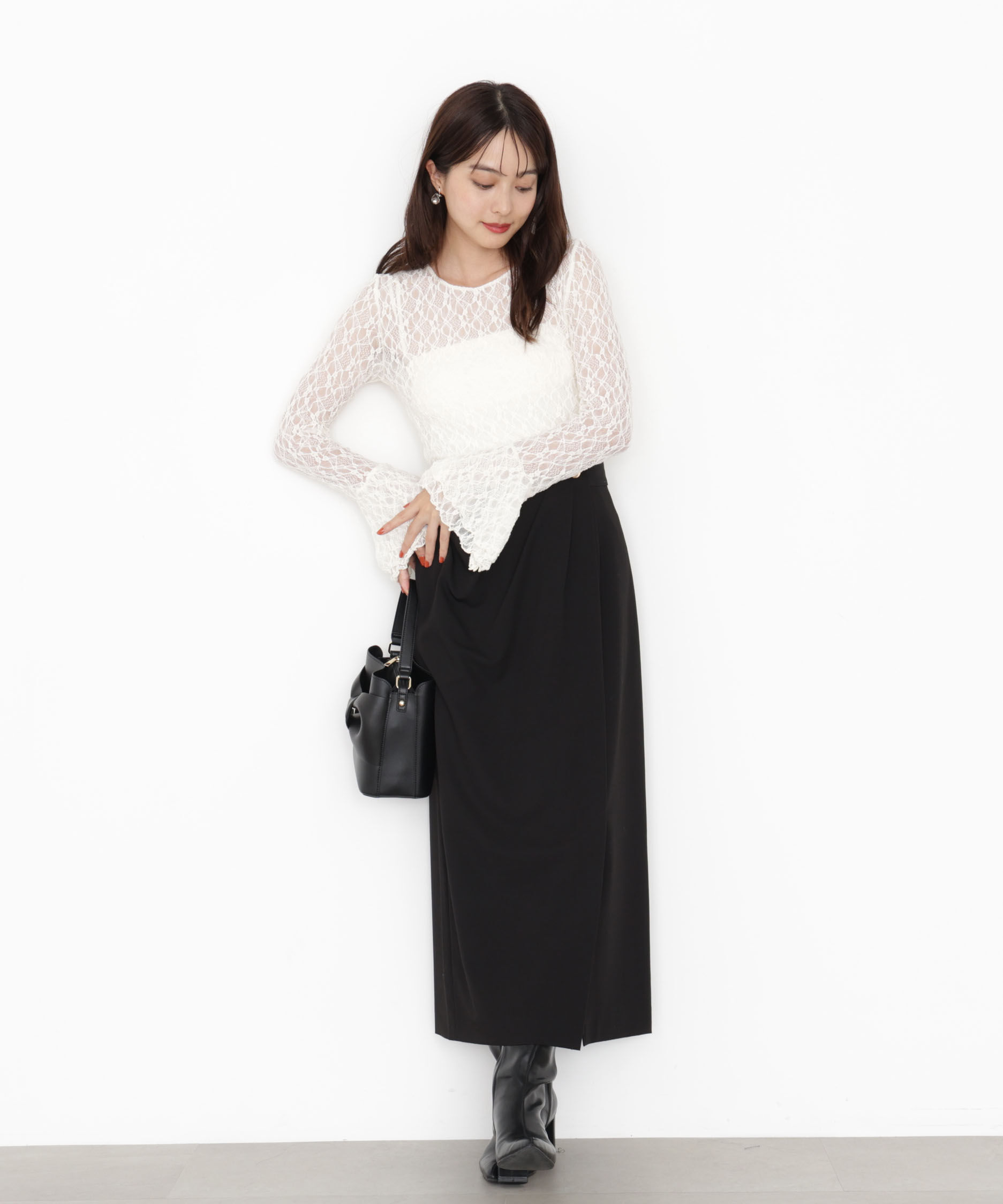 PROPORTION BODY DRESSING「タックタイトスカート 25AW」|スカート|ブラック