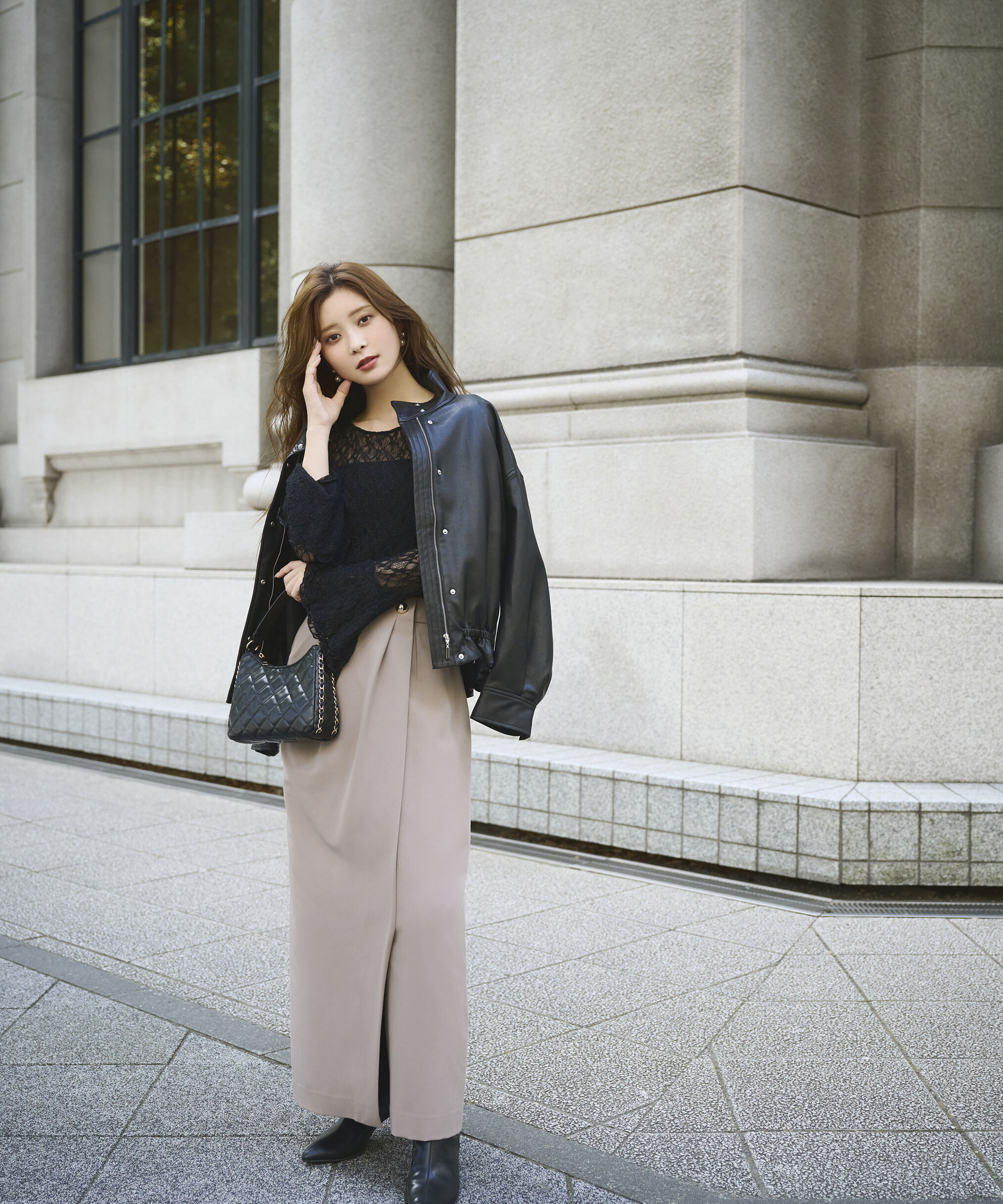 PROPORTION BODY DRESSING「タックタイトスカート 25AW」|スカート|ベージュ