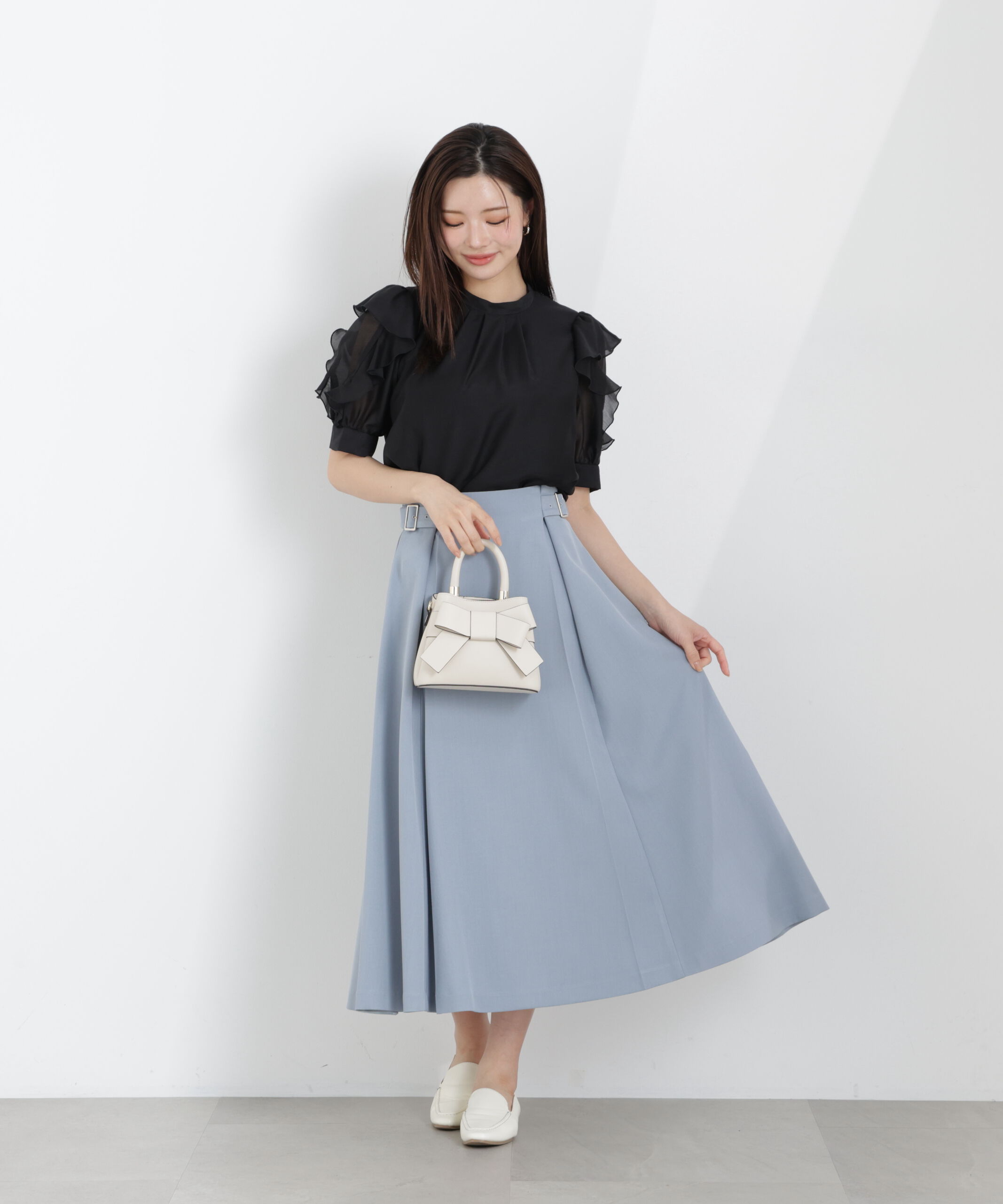 PROPORTION BODY DRESSING「サイドベルトフレアスカート　26SS」|スカート|