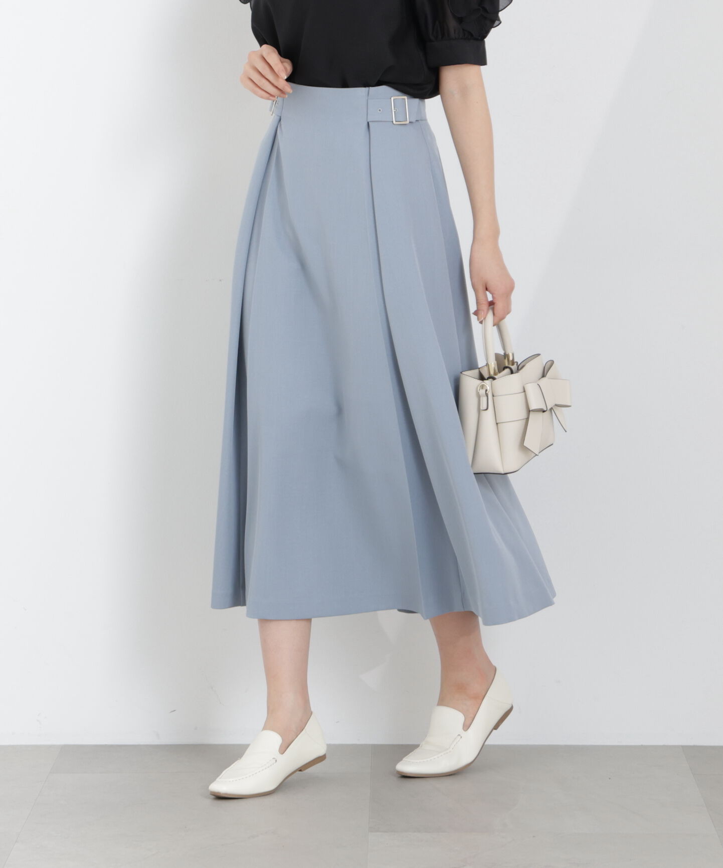 PROPORTION BODY DRESSING「サイドベルトフレアスカート　26SS」|スカート|