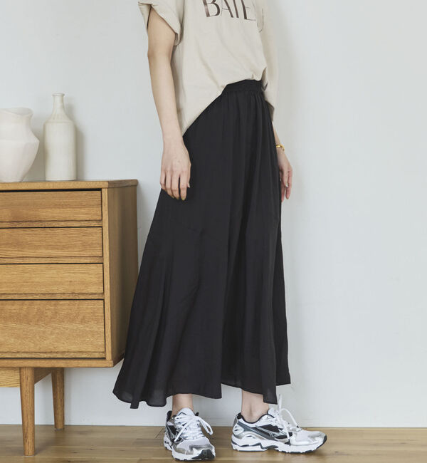 Doux archives「切替えフレアスカート」|スカート|BLACK