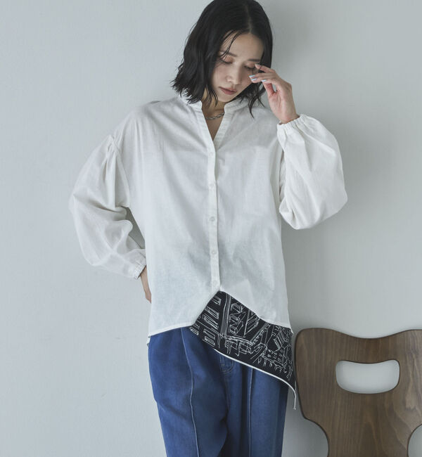Doux archives「コットンリネン袖ボリュームシャツ」|シャツ・ブラウス|OFF WHITE
