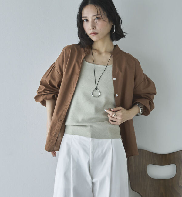 Doux archives「コットンリネン袖ボリュームシャツ」|シャツ・ブラウス|BROWN
