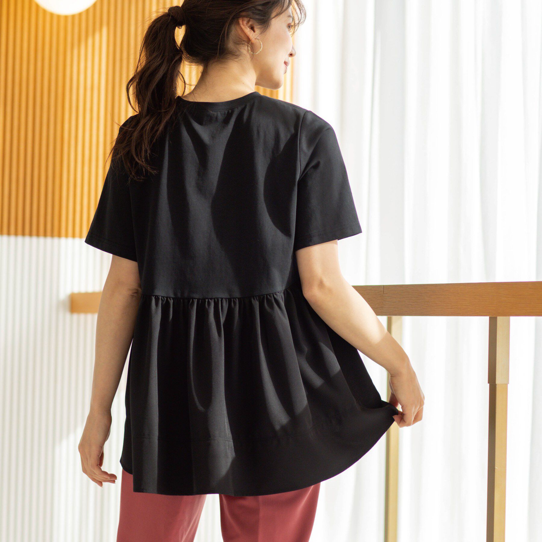 SHOO･LA･RUE「バックギャザーペプラムTシャツ」|Tシャツ・カットソー|