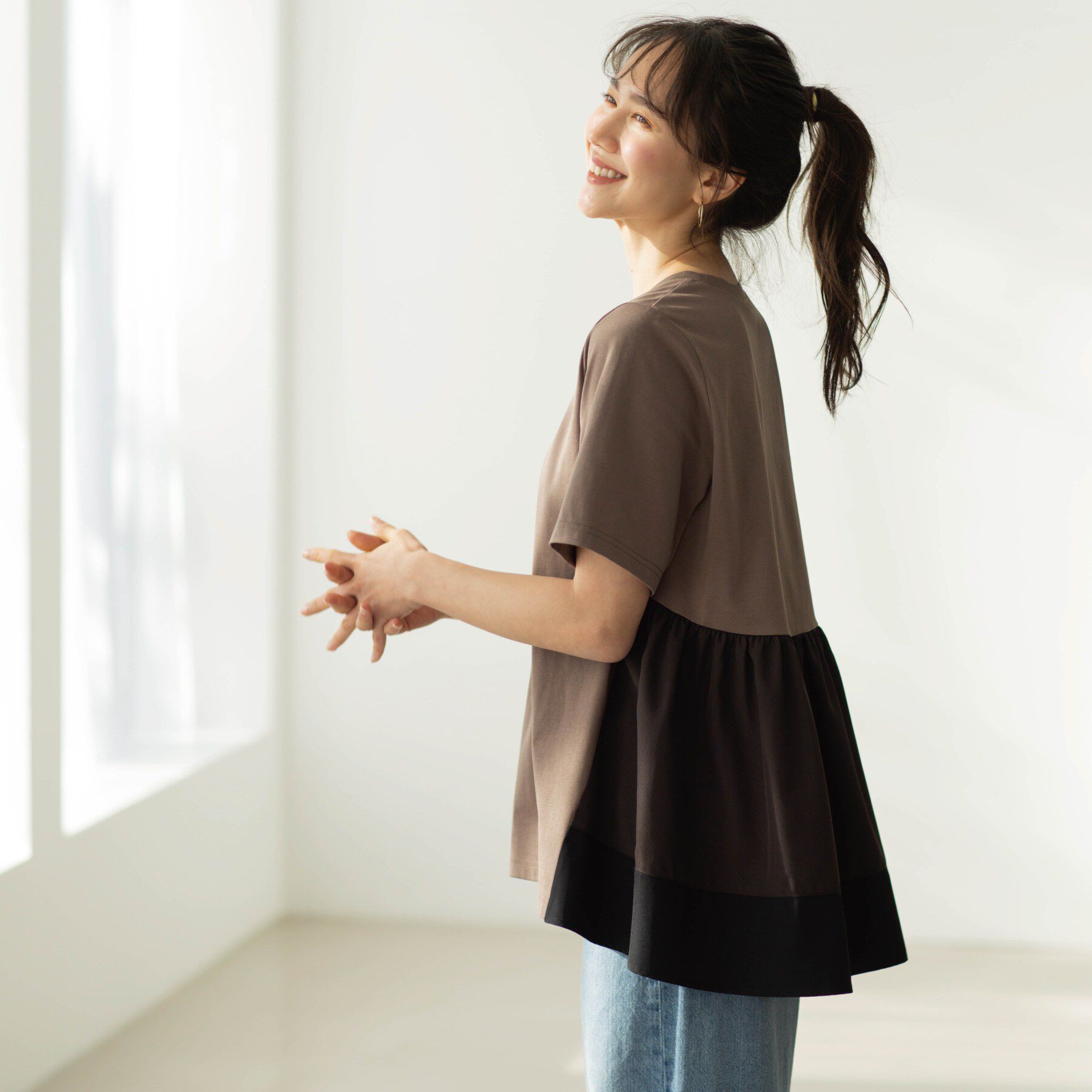 SHOO･LA･RUE「バックギャザーペプラムTシャツ」|Tシャツ・カットソー|