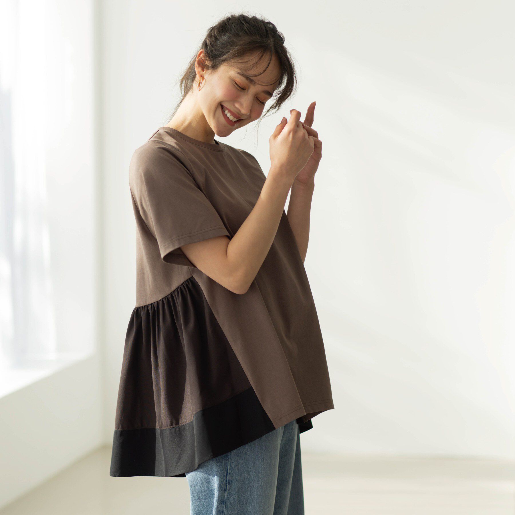 SHOO･LA･RUE「バックギャザーペプラムTシャツ」|Tシャツ・カットソー|