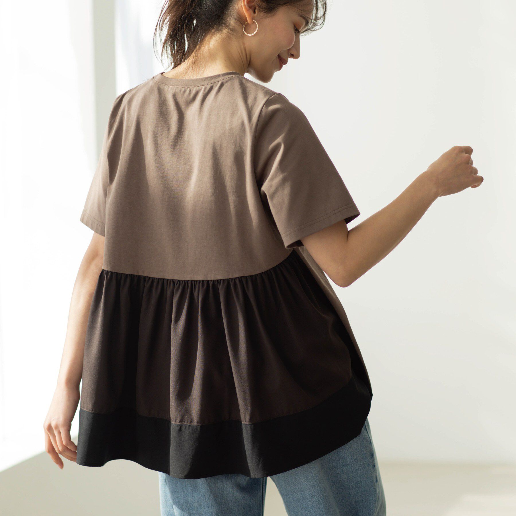 SHOO･LA･RUE「バックギャザーペプラムTシャツ」|Tシャツ・カットソー|