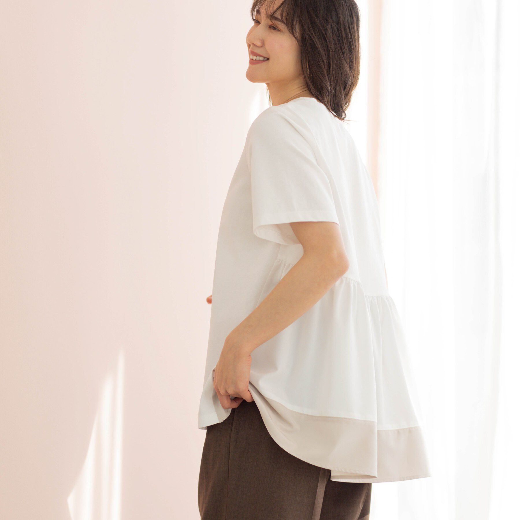 SHOO･LA･RUE「バックギャザーペプラムTシャツ」|Tシャツ・カットソー|