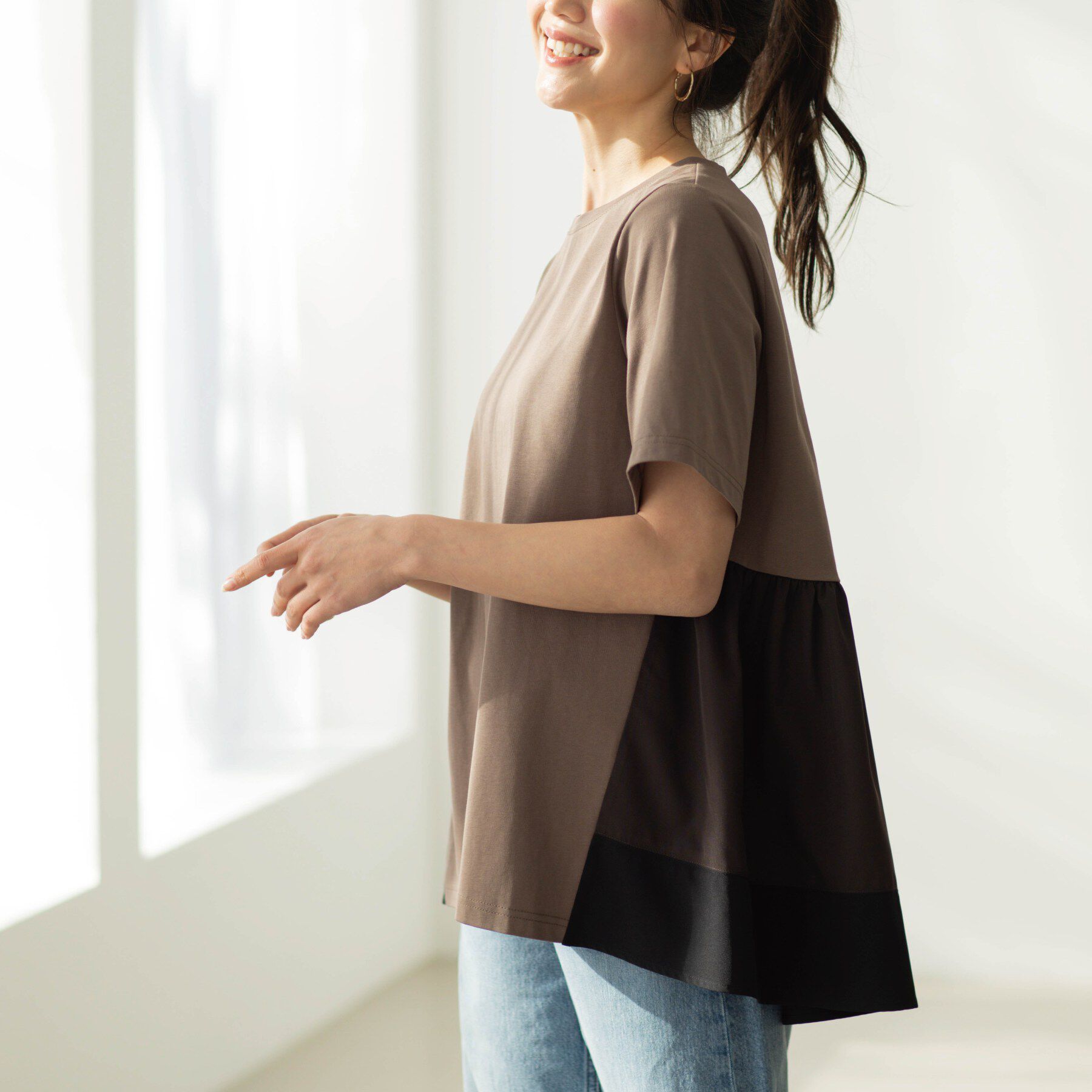 SHOO･LA･RUE「バックギャザーペプラムTシャツ」|Tシャツ・カットソー|