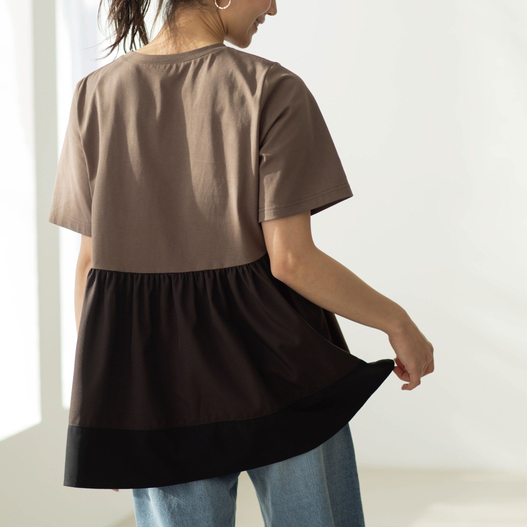 SHOO･LA･RUE「バックギャザーペプラムTシャツ」|Tシャツ・カットソー|