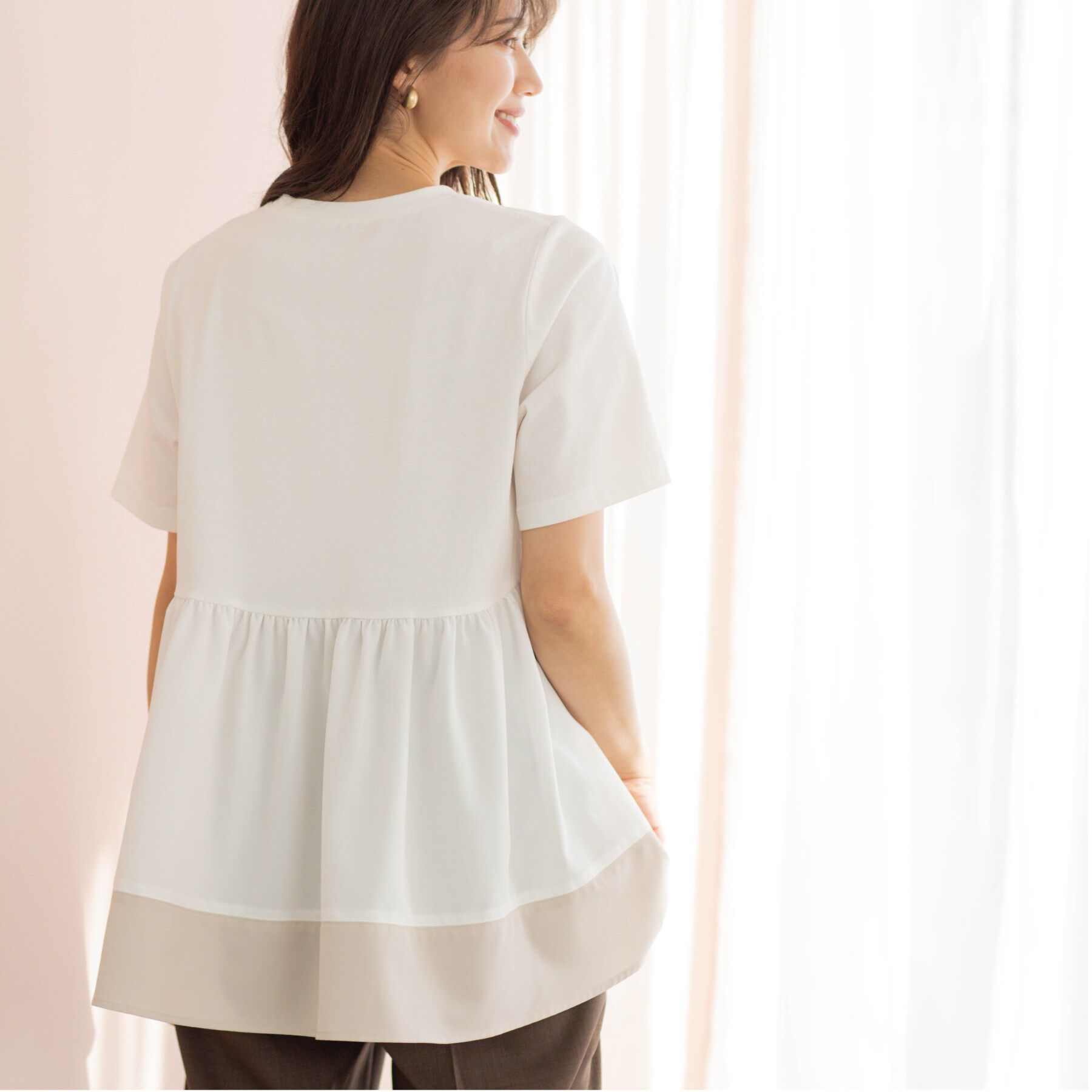 SHOO･LA･RUE「バックギャザーペプラムTシャツ」|Tシャツ・カットソー|