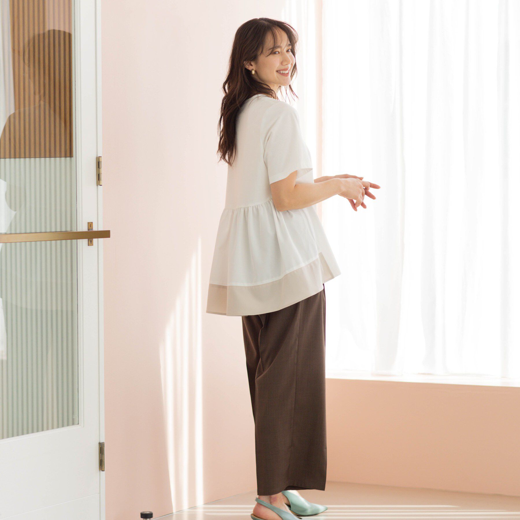 SHOO･LA･RUE「バックギャザーペプラムTシャツ」|Tシャツ・カットソー|