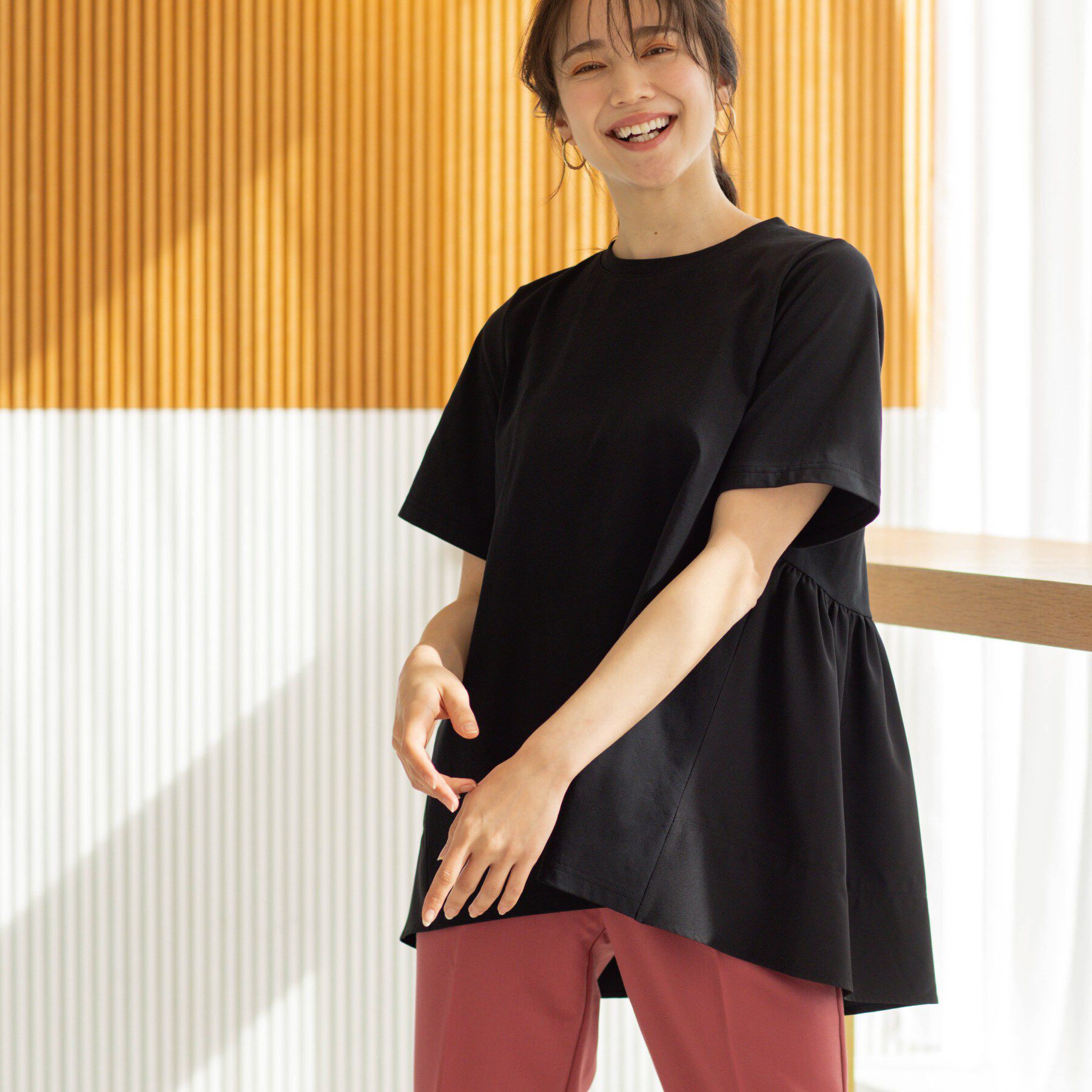 SHOO･LA･RUE「バックギャザーペプラムTシャツ」|Tシャツ・カットソー|