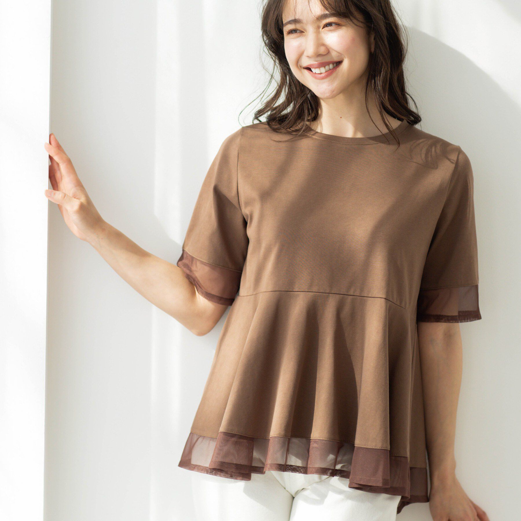 SHOO･LA･RUE「チュールレイヤードペプラムＴシャツ」|Tシャツ・カットソー|