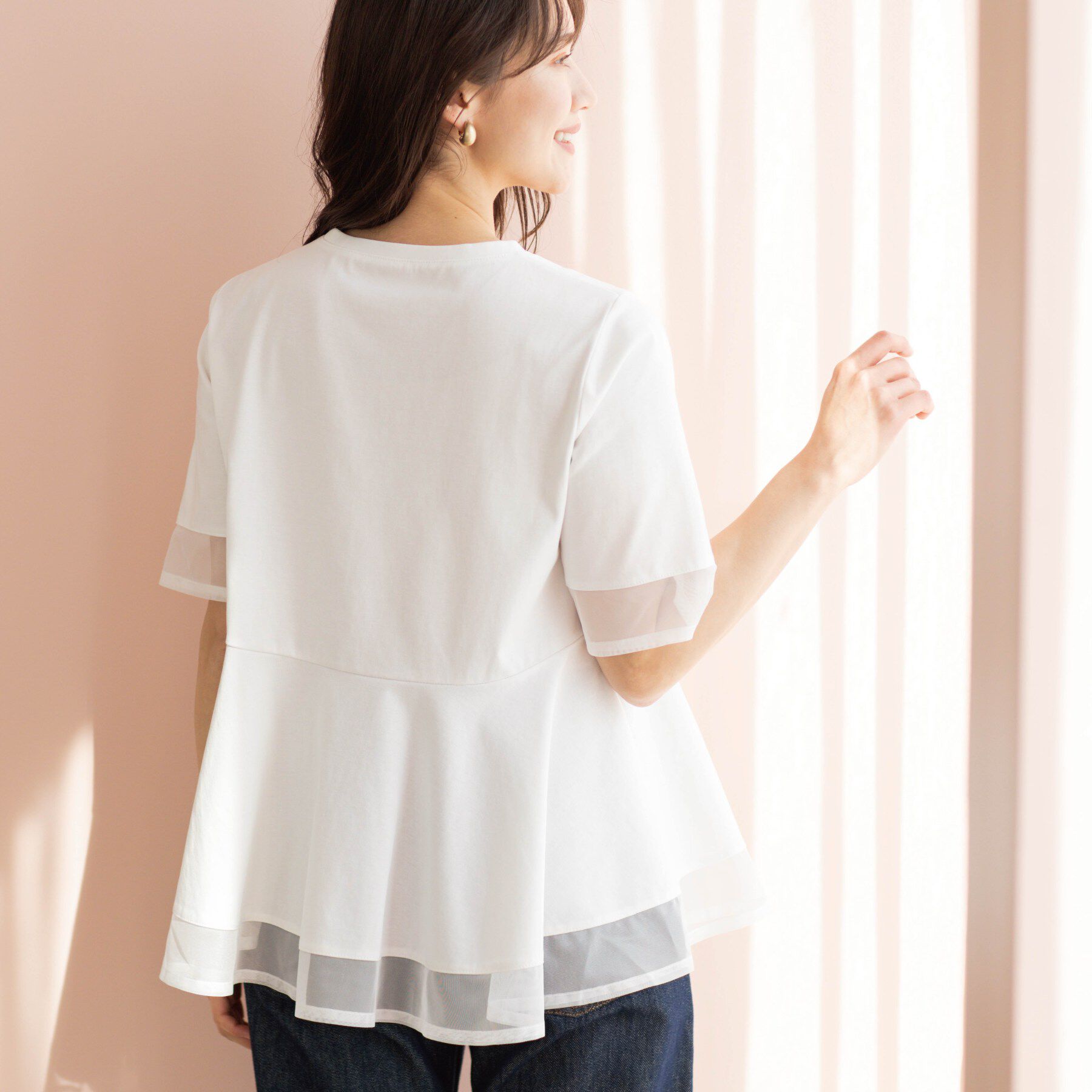 SHOO･LA･RUE「チュールレイヤードペプラムＴシャツ」|Tシャツ・カットソー|