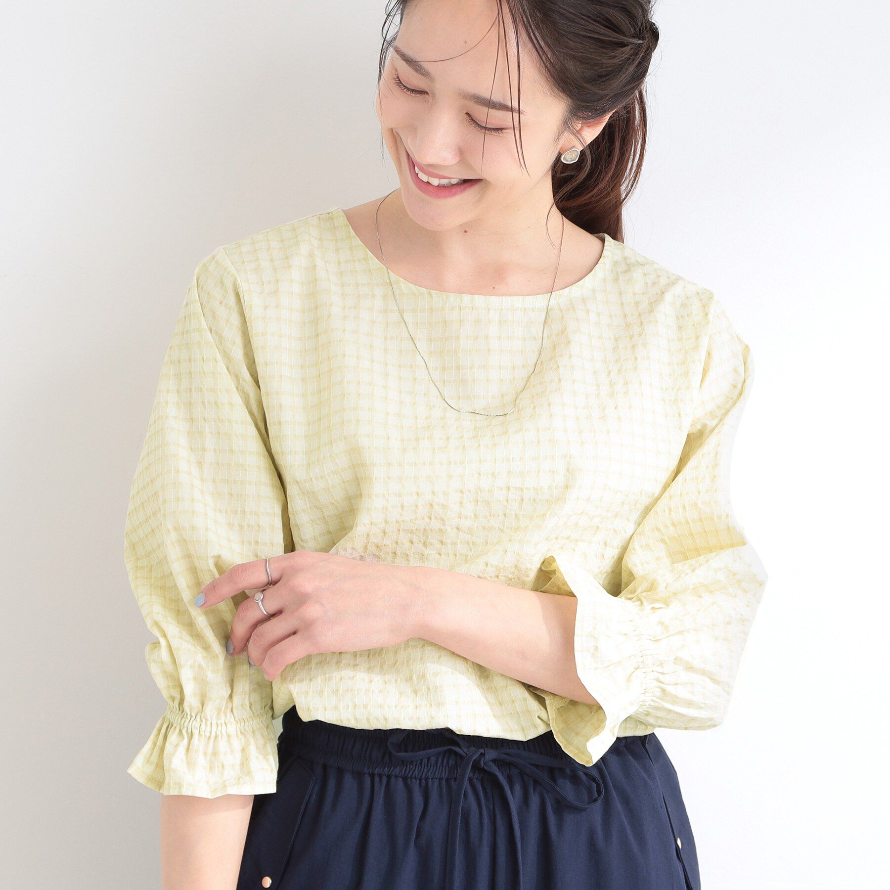 SHOO･LA･RUE「サッカーチェック柄ブラウス」|シャツ・ブラウス|イエロー(231)