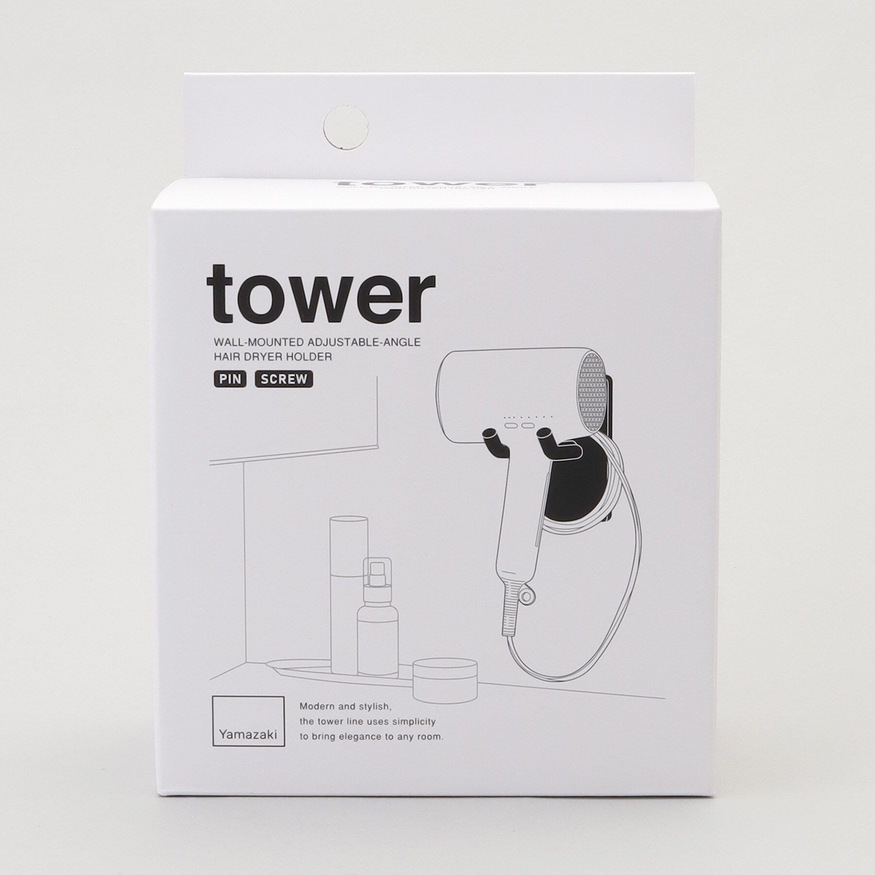 212 KITCHEN STORE「角度調節ドライヤーホルダー 石こうボード壁対応 WH 山崎実業 ＜tower  タワー＞」|食器・キッチングッズ|