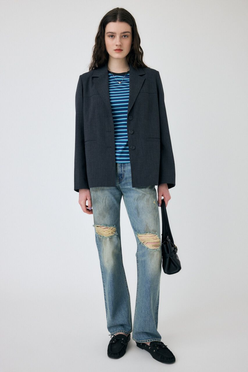 MOUSSY「ROLL SLEEVE マルチストライプ TEE」|Tシャツ・カットソー|