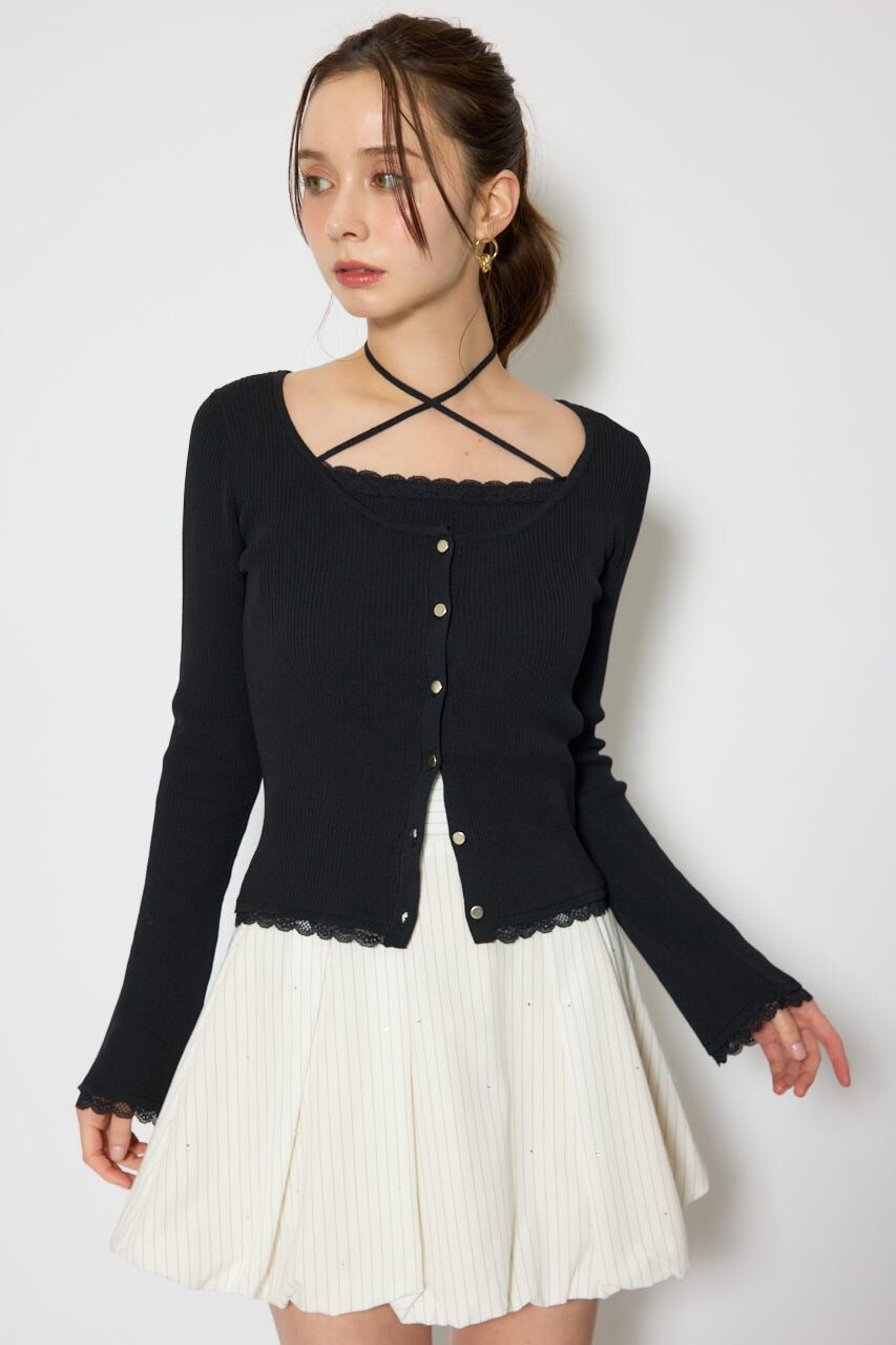 rienda「レースディティールニットカーディガンセット」|ニット・セーター|