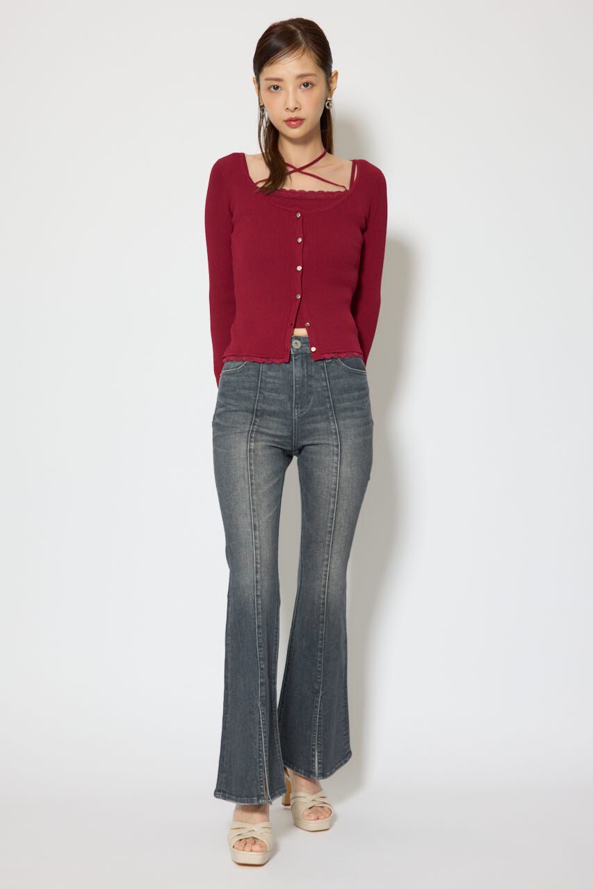 rienda「レースディティールニットカーディガンセット」|ニット・セーター|