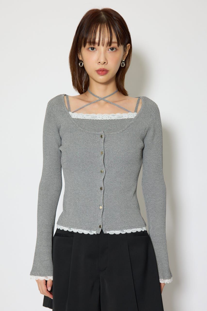 rienda「レースディティールニットカーディガンセット」|ニット・セーター|