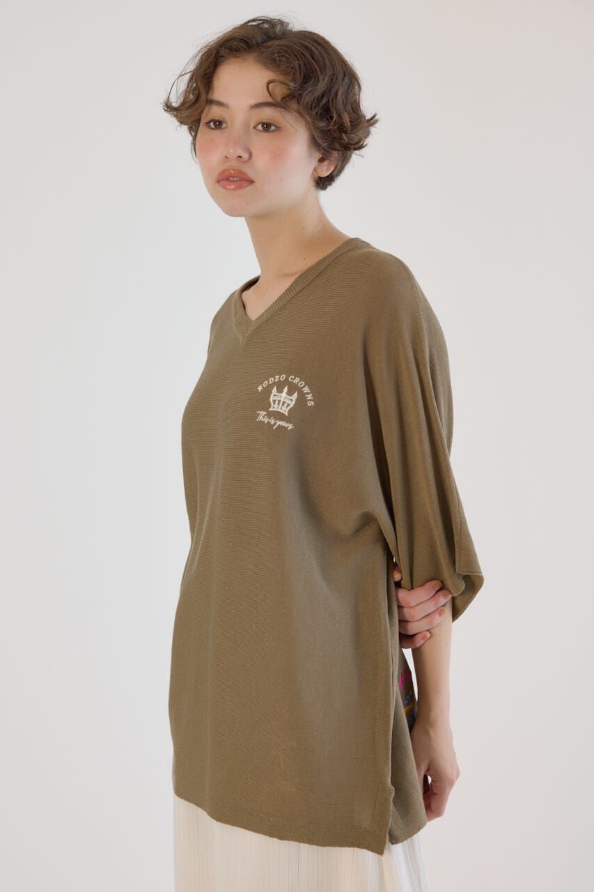 RODEO CROWNS「BIG LOGO5分袖ニットトップス」|ニット・セーター|