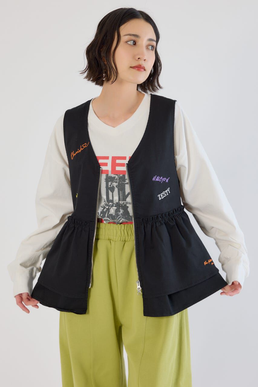 RODEO CROWNS「embroideryフロントジップベスト」|ダウンベスト・ベスト|