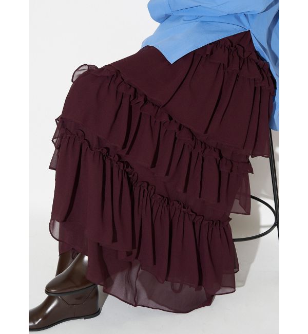 ELENDEEK「CHIFFON TIERED SK」|スカート|ボルドー