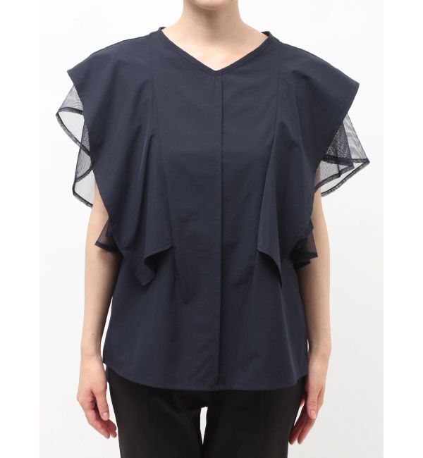ELENDEEK「MESH LAYERED SLEEVE BL」|シャツ・ブラウス|