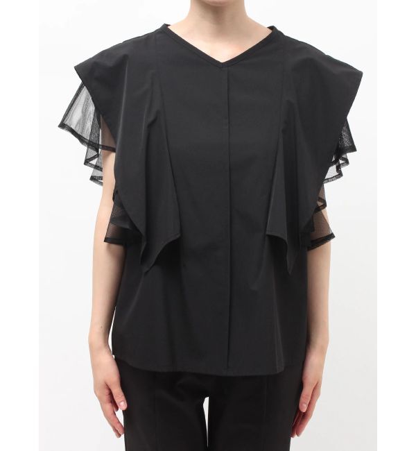 ELENDEEK「MESH LAYERED SLEEVE BL」|シャツ・ブラウス|