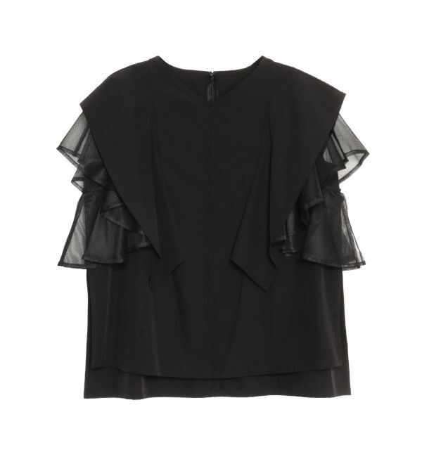 ELENDEEK「MESH LAYERED SLEEVE BL」|シャツ・ブラウス|ブラック
