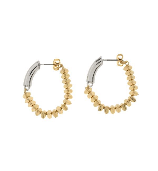 ELENDEEK「METAL BEADS HOOP PIERCE」|ピアス|ゴールド