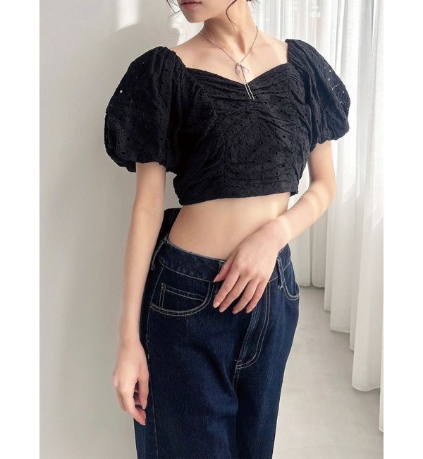 RESEXXY「コットンレースパフブラウス」|シャツ・ブラウス|ブラック