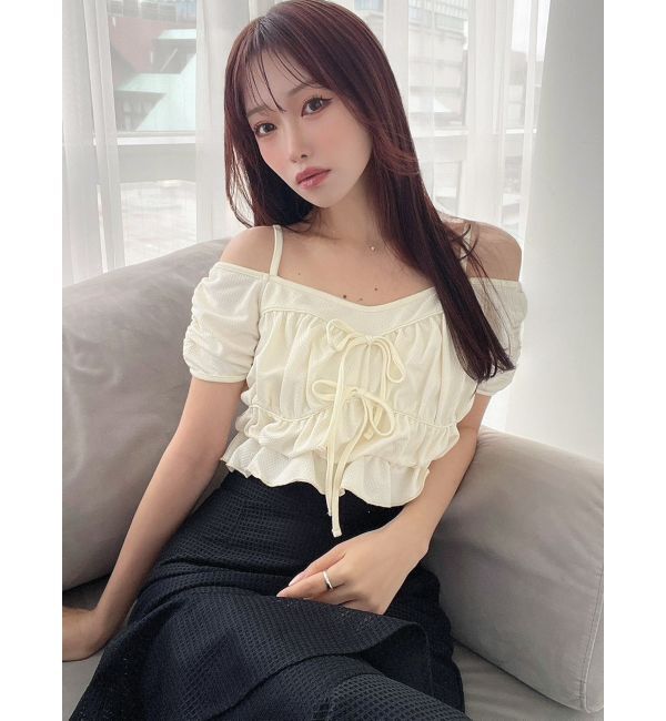 RESEXXY「ダブルリボンクロップドトップス」|Tシャツ・カットソー|