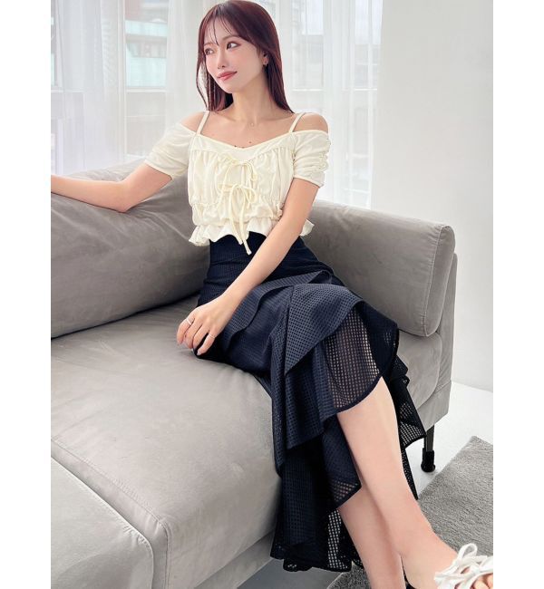 RESEXXY「ダブルリボンクロップドトップス」|Tシャツ・カットソー|