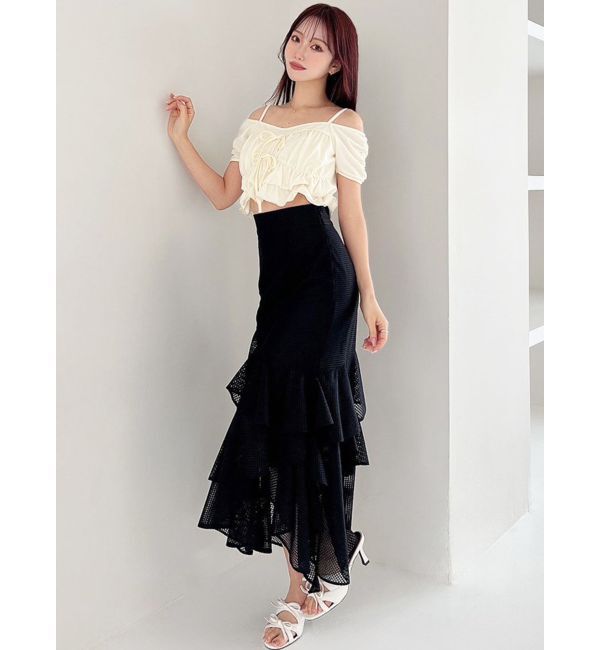 RESEXXY「ダブルリボンクロップドトップス」|Tシャツ・カットソー|