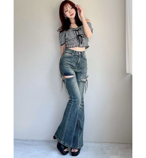 RESEXXY「ダブルリボンクロップドトップス」|Tシャツ・カットソー|