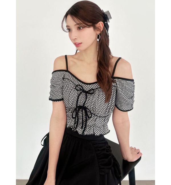 RESEXXY「ダブルリボンクロップドトップス」|Tシャツ・カットソー|