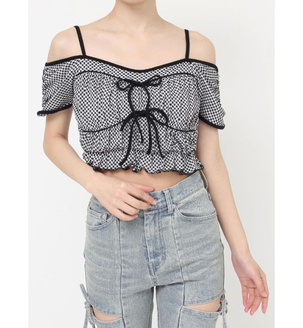 RESEXXY「ダブルリボンクロップドトップス」|Tシャツ・カットソー|