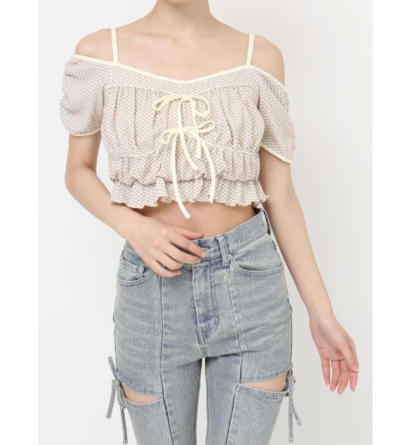 RESEXXY「ダブルリボンクロップドトップス」|Tシャツ・カットソー|