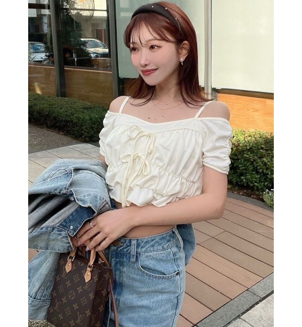 RESEXXY「ダブルリボンクロップドトップス」|Tシャツ・カットソー|