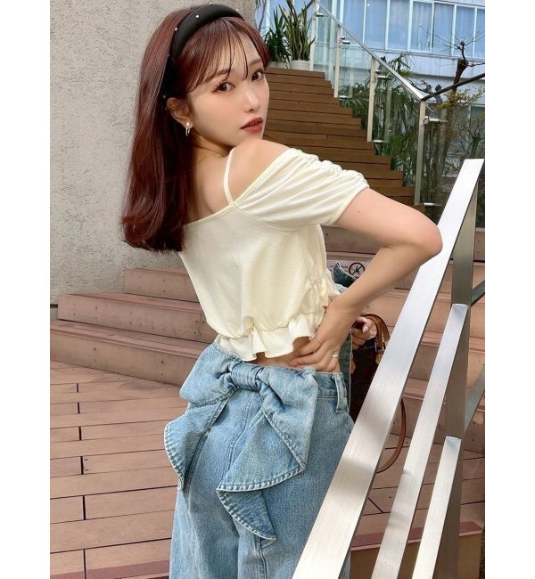 RESEXXY「ダブルリボンクロップドトップス」|Tシャツ・カットソー|